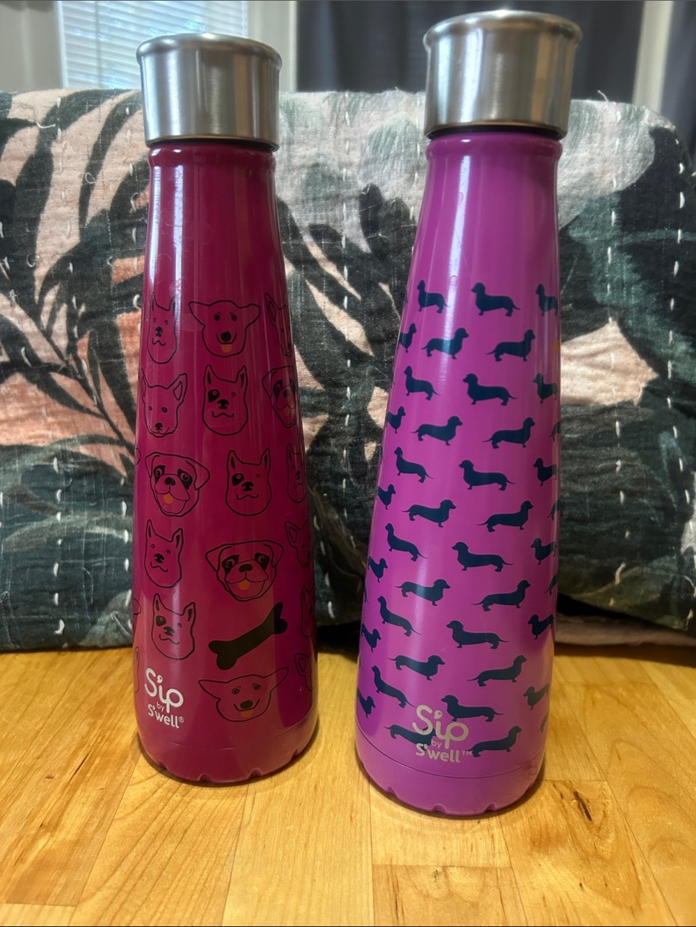 Bundle of 2 sip by swell dog themed water bottles